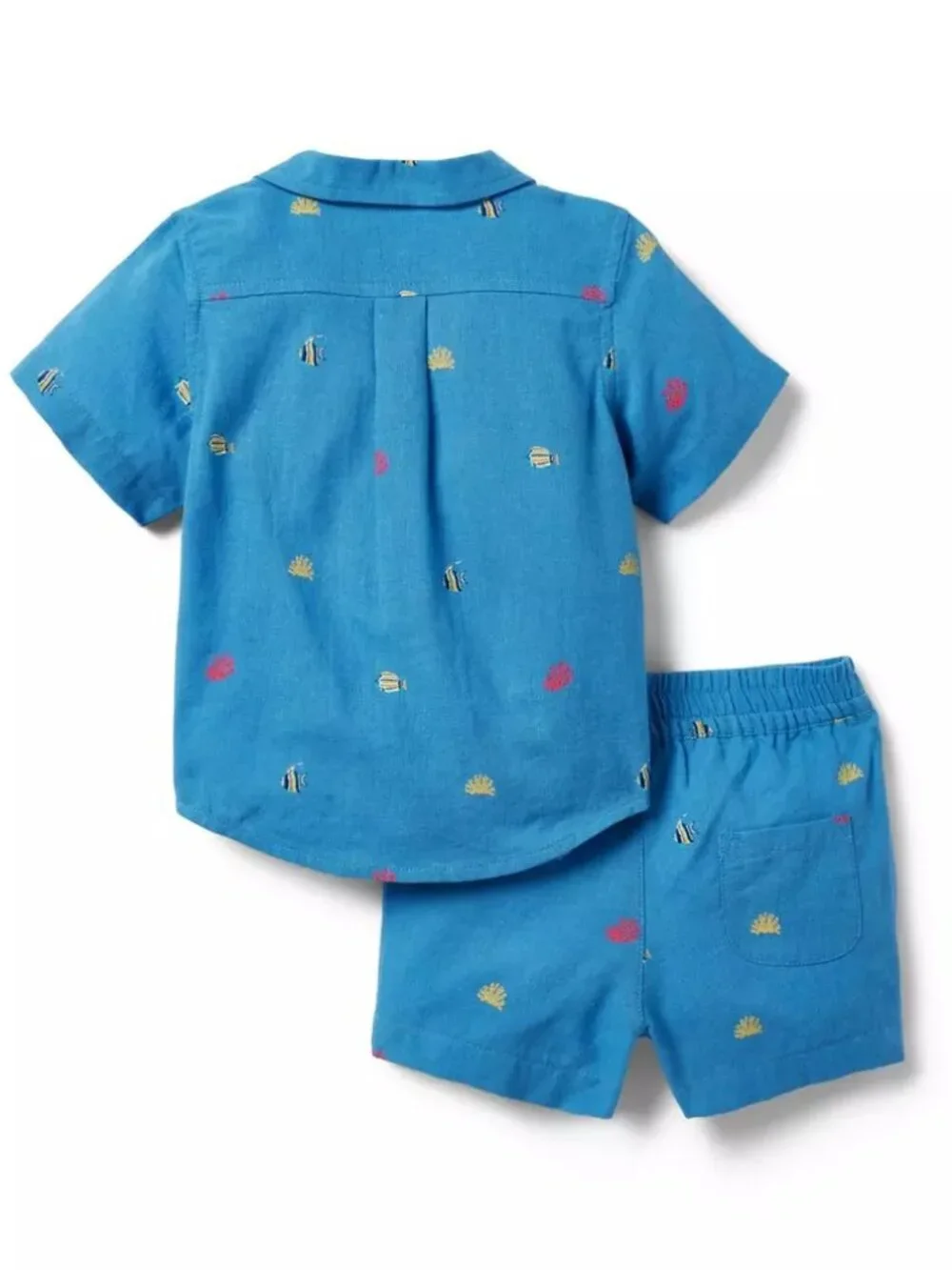 The Cabana Matching Baby Set Bright Blue Coral Fish Baby Size 0-3 months